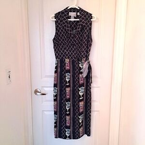 New KARIN STEVENS Black Checkered Casual Dress Size 12